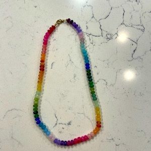 Rainbow gemstone knotted necklace